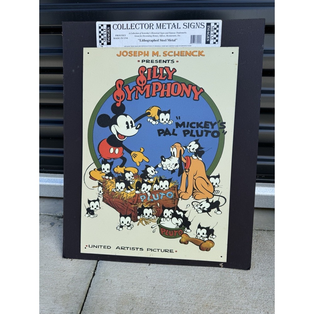 Silly‎ Symphony "Mickey's Pal Pluto" Collector Metal Sign – Lithographed Steel